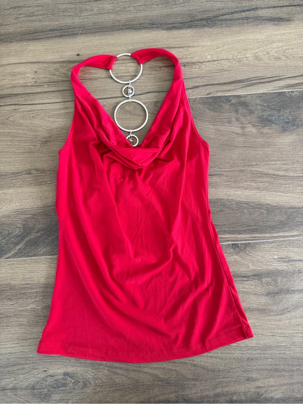 Sexy Red Y2K Body Central Ring Back Detail Tank